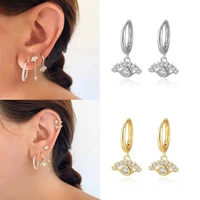 fashion shiny zircon evil eye dangle earrings clear loop circle piercing earrings for women jewelry gift