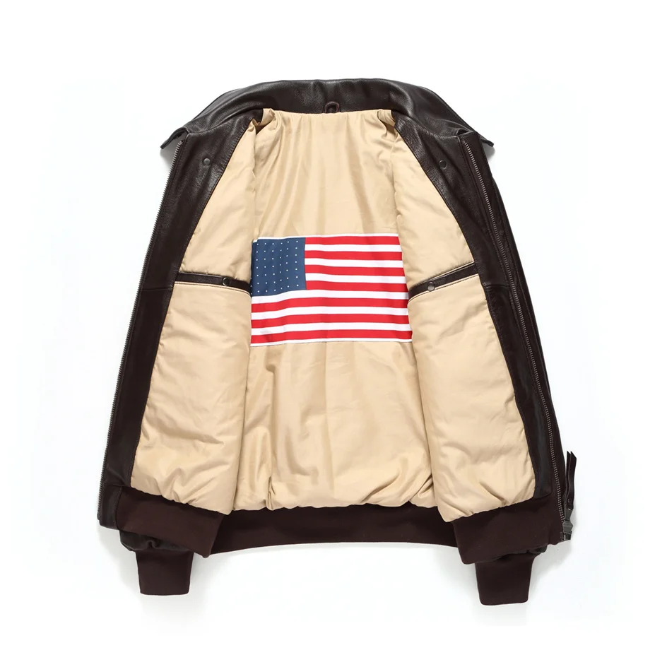 Темно-коричневая зимняя мужская куртка A2 в Военном Стиле европейский размер