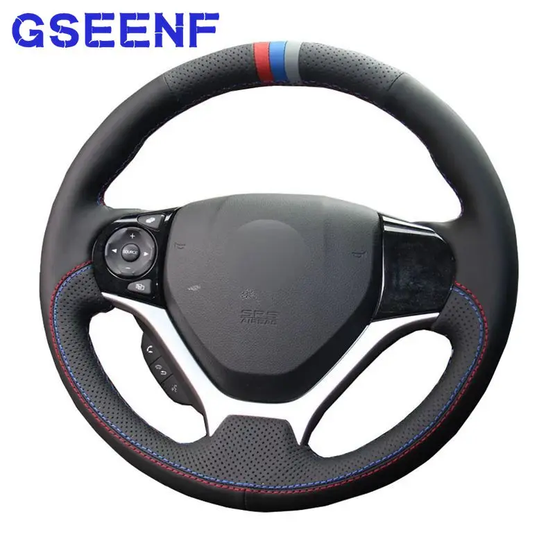 

For Honda Civic Civic 9 2012 2013 2014 2015 Braid on the Steering wheel Stuurhoes DIY Car Steering Wheel Cover Suede Leather