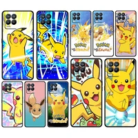 pikachu cartoon cute for oppo gt master find x5 x3 realme 9 8 6 c3 c21y pro lite a53s a5 a9 2020 black phone case cover capa