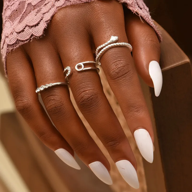 

3 Pcs/set Golden Silver Personality Fashion Finger Rings Set Jewelry Accessories for Women