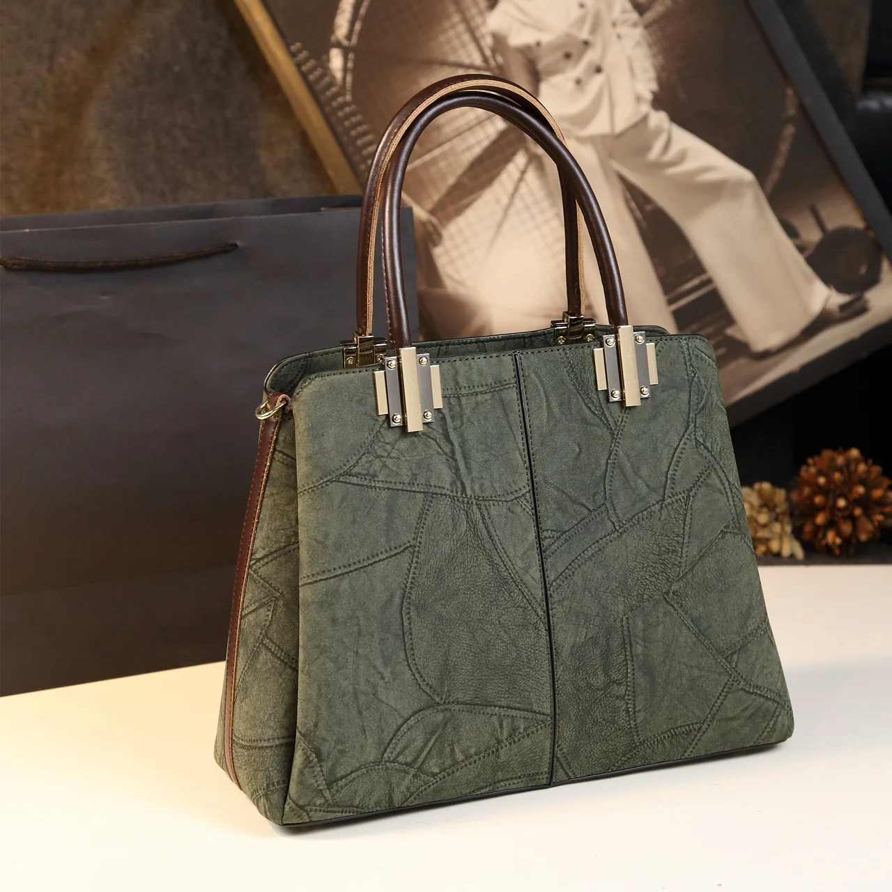 Большая Ретро сумка для мам среднего возраста новинка 2024 через плечо