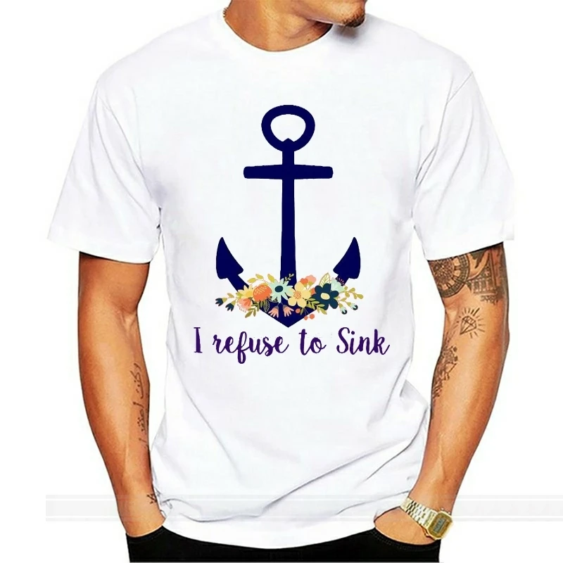 

Angel Funny Refuse to Sink Anchor Quotes Men's T-Shirt Vintage Tee(9) cotton tshirt men summer fashion t-shirt euro size