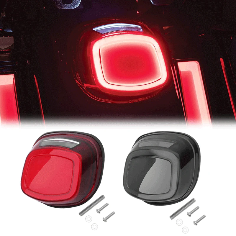 

Smoke Red Motorcycle Turn Signal LED Tail Light Stop License Lamp For Harley Touring Softail Dyna Sportster XL883N XL1200N