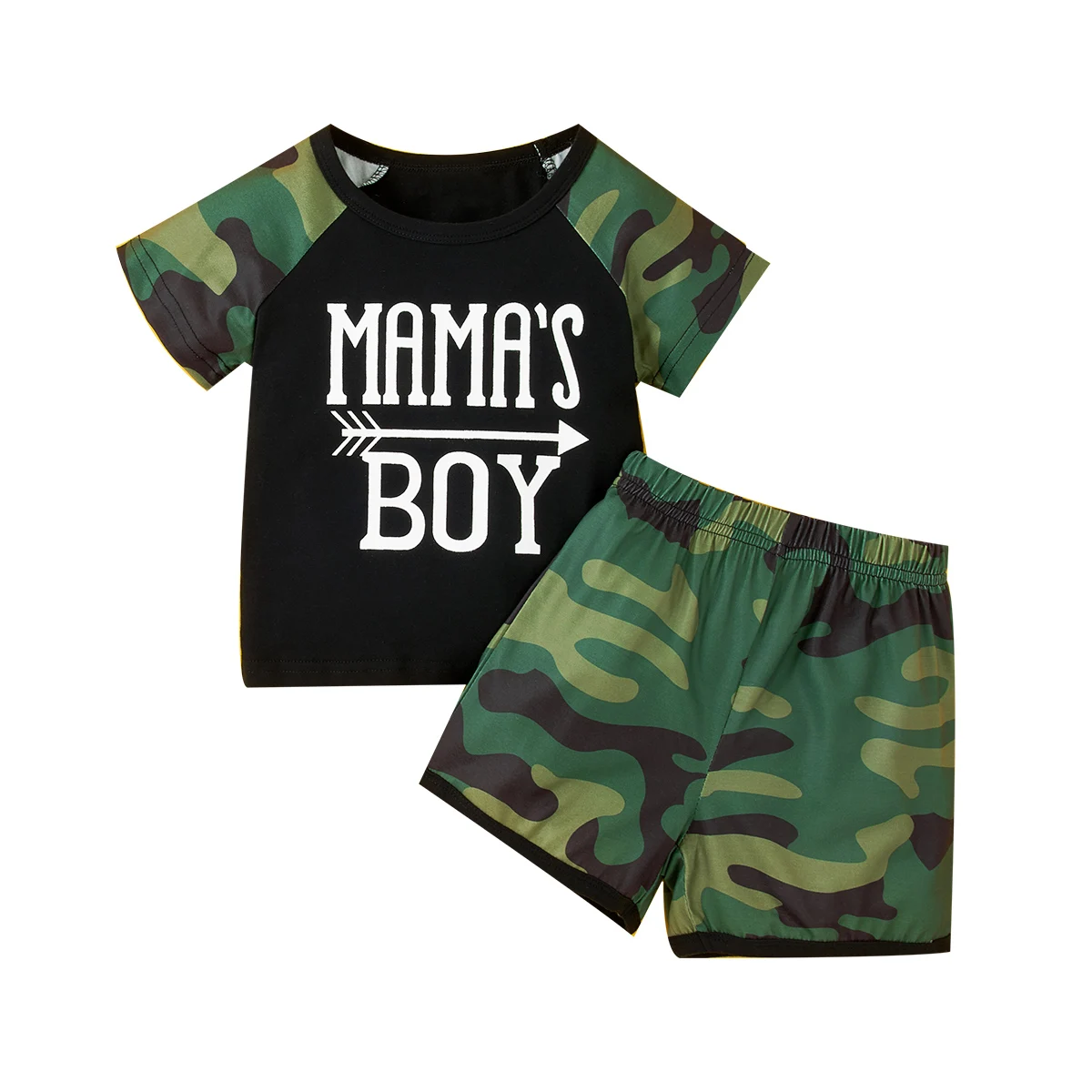 

Хлопковый Камуфляжный Повседневный с коротким рукавом и круглым вырезом для мальчиков на лето