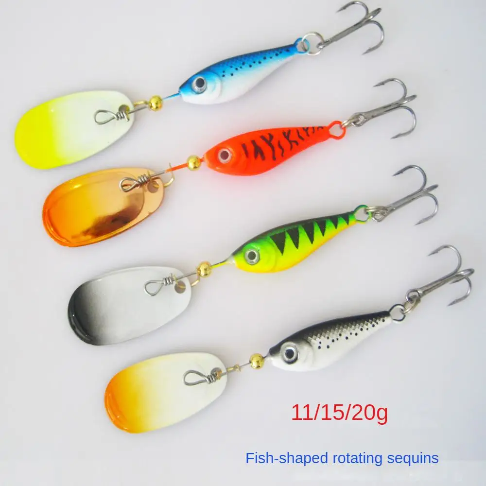 

1pc Rotating Metal Spinner Fishing Lure 11g 15g 20g Sequins Iscas Hard Artificial Bait Crap Bass Pike Treble Fishing Hook Tackle