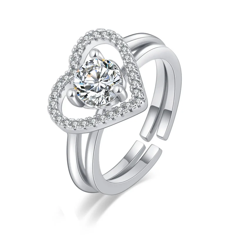 Heart Shape Ring Wedding Bridal 2PCS/Sets Rings for Women Inner Romantic Engagement Proposal Ring for Girlfriend Luxury Jewelry
