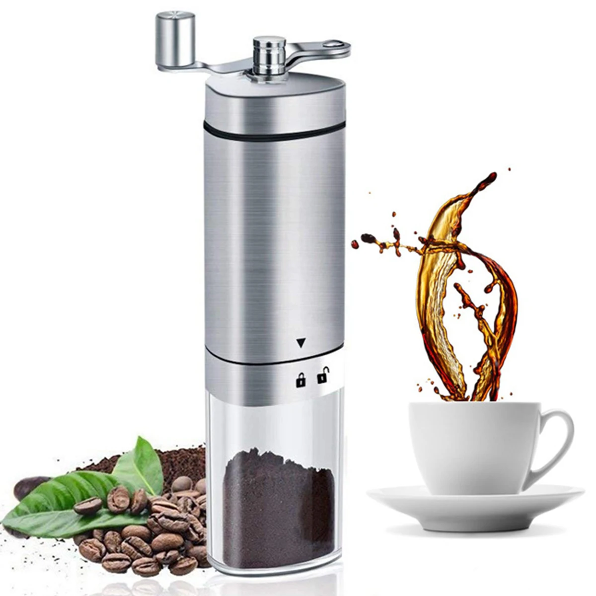 

Stainless Steel Hand Manual Coffee Crank Bean Grinder Multiple Grinding Settings Conical Burr Bean Mill Portable Coffee Maker