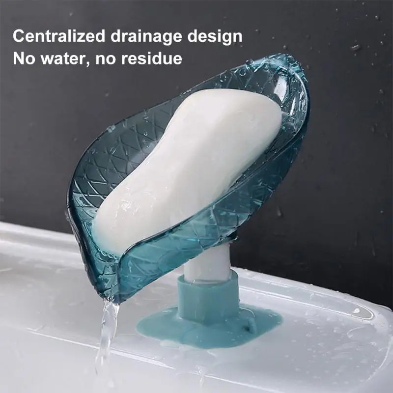 

Suction Cup Drain Soap Box Sponge Holder Drain Holder Tray Dish Soap Dish Leaf Shape New Soap Container Bathroom Tools Supplies