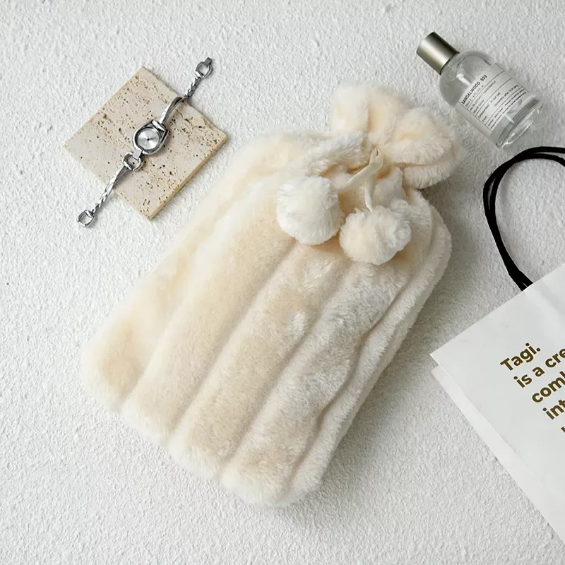 

Hot Water Bottle Rubber Wool Warm Hand Children's 2 Liters Foot Warmer Water Bag Solid Color Household Kawaii Reusable