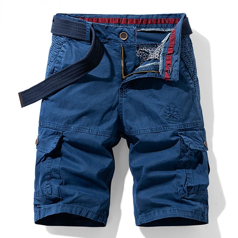 

2021 Summer New Blue Tactical Cargo Shorts Men Khaki Jogger Military Men Cargo Shorts Cotton Casual Loose Men Shorts