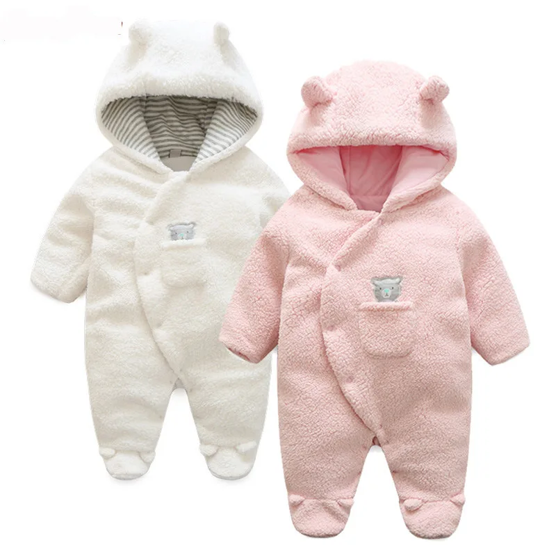 

Newborn Infant Baby Boy Girl Clothes Autumn Winte Warm Fleece Long Sleeve Bear Hooded Romper Toddler Jumpsuit Bodysuit Outfits