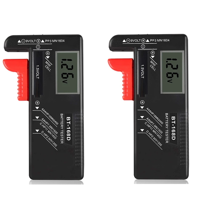 

2 PCS Battery Tester, Universal Battery Checker For AA AAA C D 9V 1.5V Button Cell Batteries,BT-168D