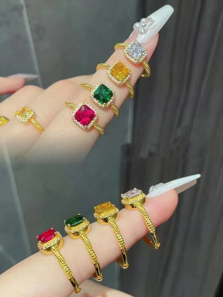 

3 шт./комплект, Женское кольцо с желтым бриллиантом