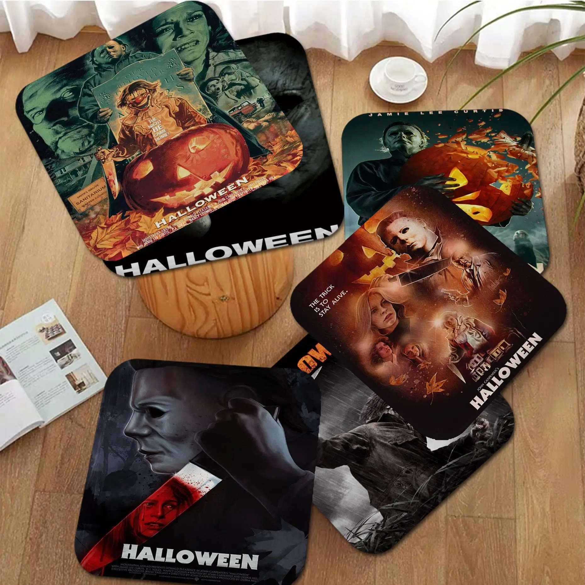 

Halloween Michael Myers Classic Horror Movie Art Seat Cushion Office Dining Stool Pad Sponge Sofa Mat Non-Slip Cushion Pads