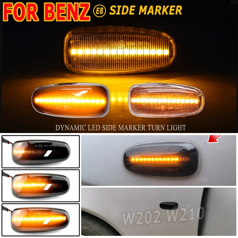 Светодиодный динамический боковой указатель поворота для Mercedes BENZ W202 W210 W208 R170 Vito