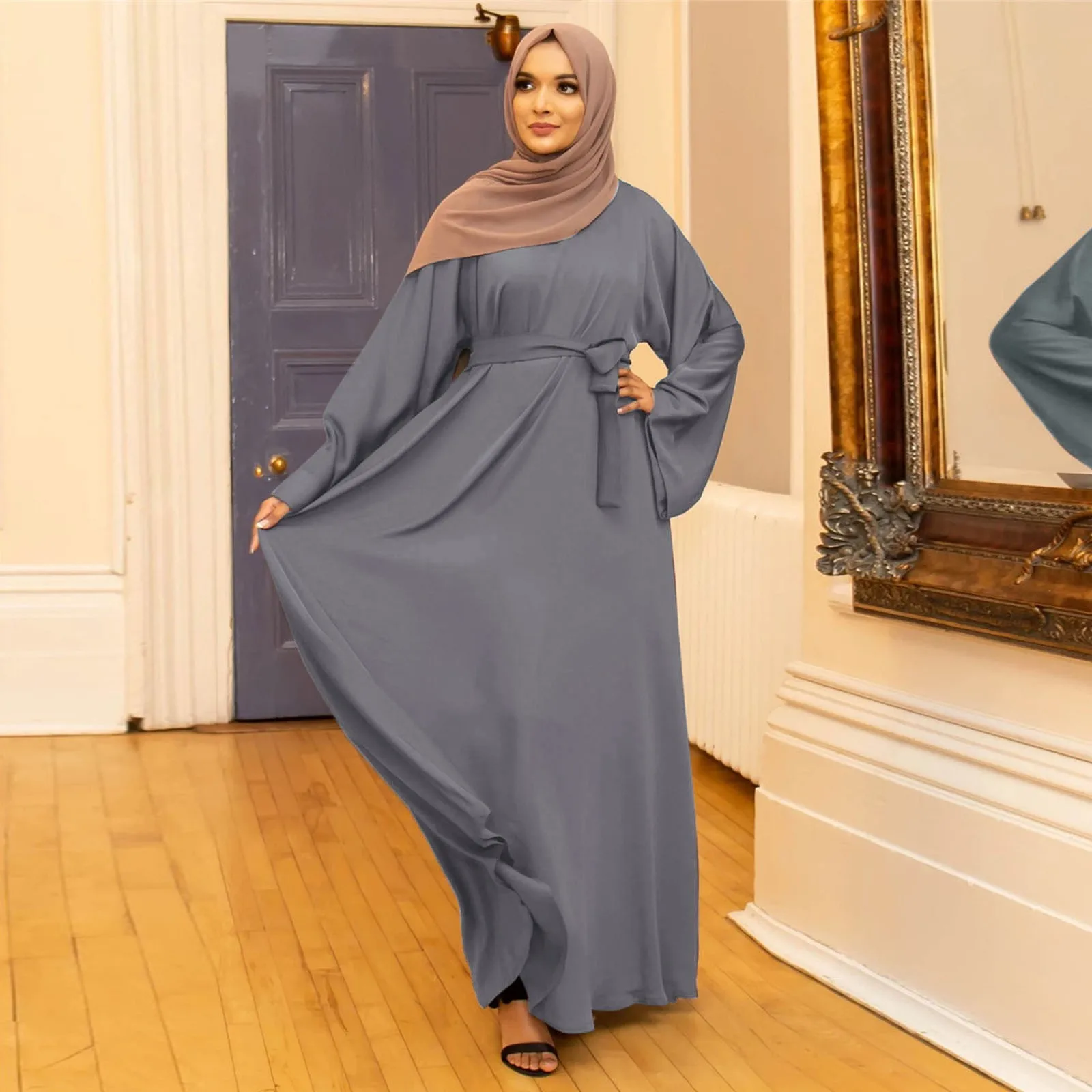 

Muslim Fashion Dubai Abaya Long Dresses Women With Sashes Islam Clothing Abaya African Dresses For Women Musulman Djellaba