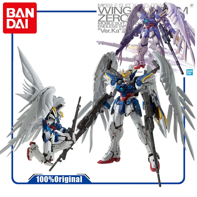 

Набор оригинальных моделей Bandai GUNDAM MG WING ZERO EW Ver.Ka 1/100, аниме фигурка в сборе, модель, игрушки для мальчиков