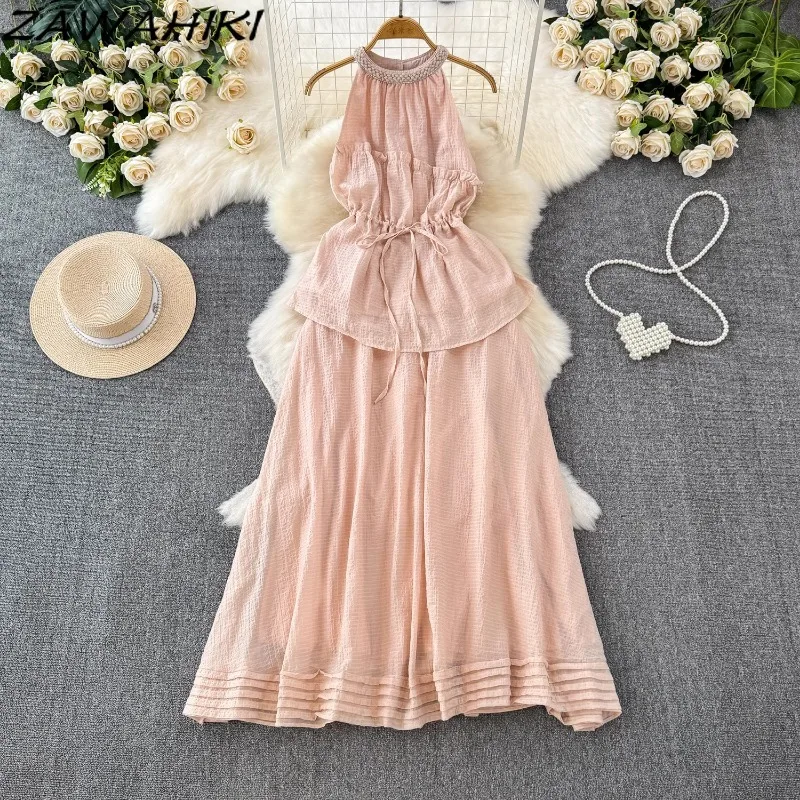 Комплект из двух предметов Женский бандажный топ с рюшами и лямкой на шее Женская