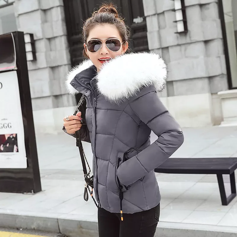 new Winter Warm Parkas Women Fashion Fur Hooded Pockets Winter Coats Women Elegant Cotton Jackets Coat Female