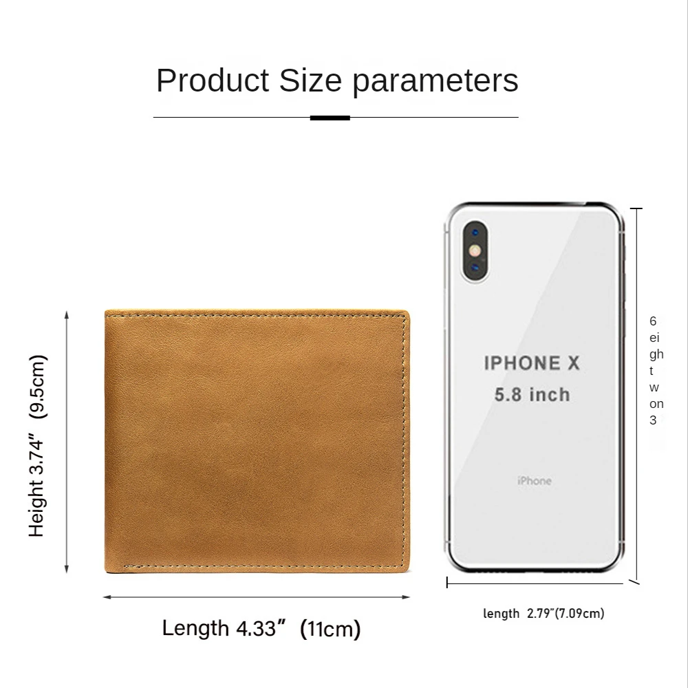 Casual Men's Wallet Short Retro Genuine Leather Wallets Men Money Bag Purse luxury brand Credit Card Holder Two-Fold Coin Purses