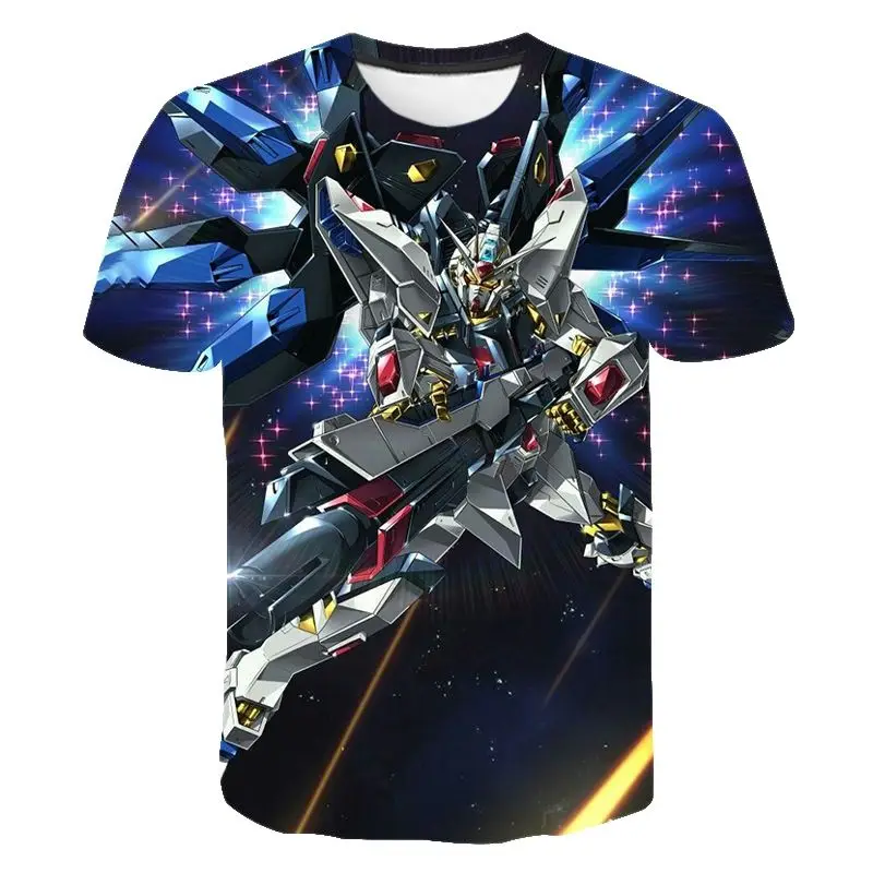 

Funny Japanese Animation Gundam T-shirt Robot anime Harajuku Tee 3D Women Children T-shirt fashion Streetwear Gundam Tops