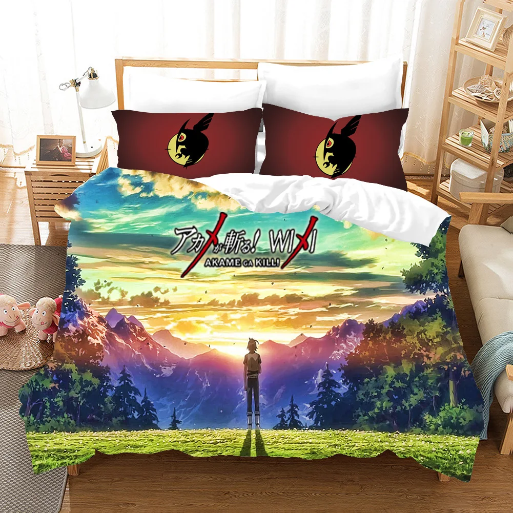 

Bedding Set Anime Duvet Cover 3Pcs Double Twin Full Queen King Adult Kids Bedclothes Quilt Cover 3D Printed Akame ga KILL