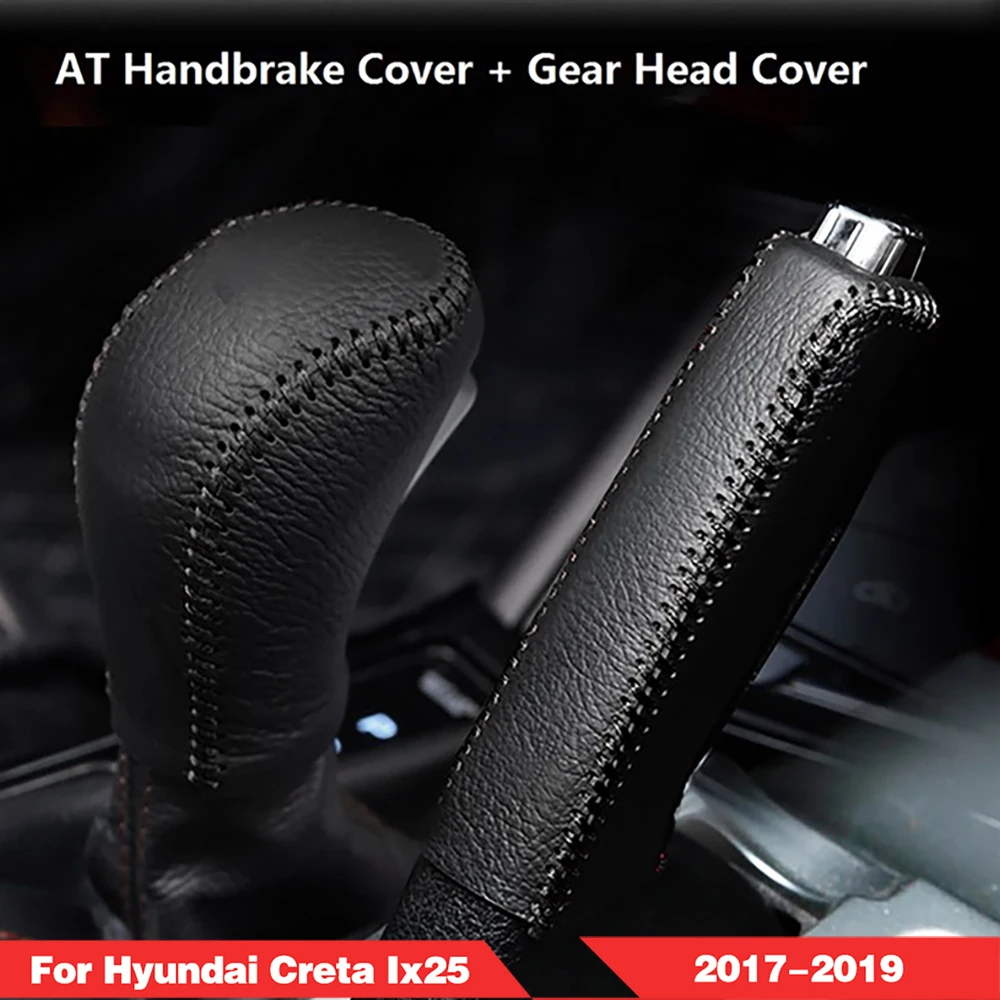 

Прошитый вручную черный чехол из натуральной кожи для Hyundai Creta IX25 2017-2019 аксессуары для переключения передач