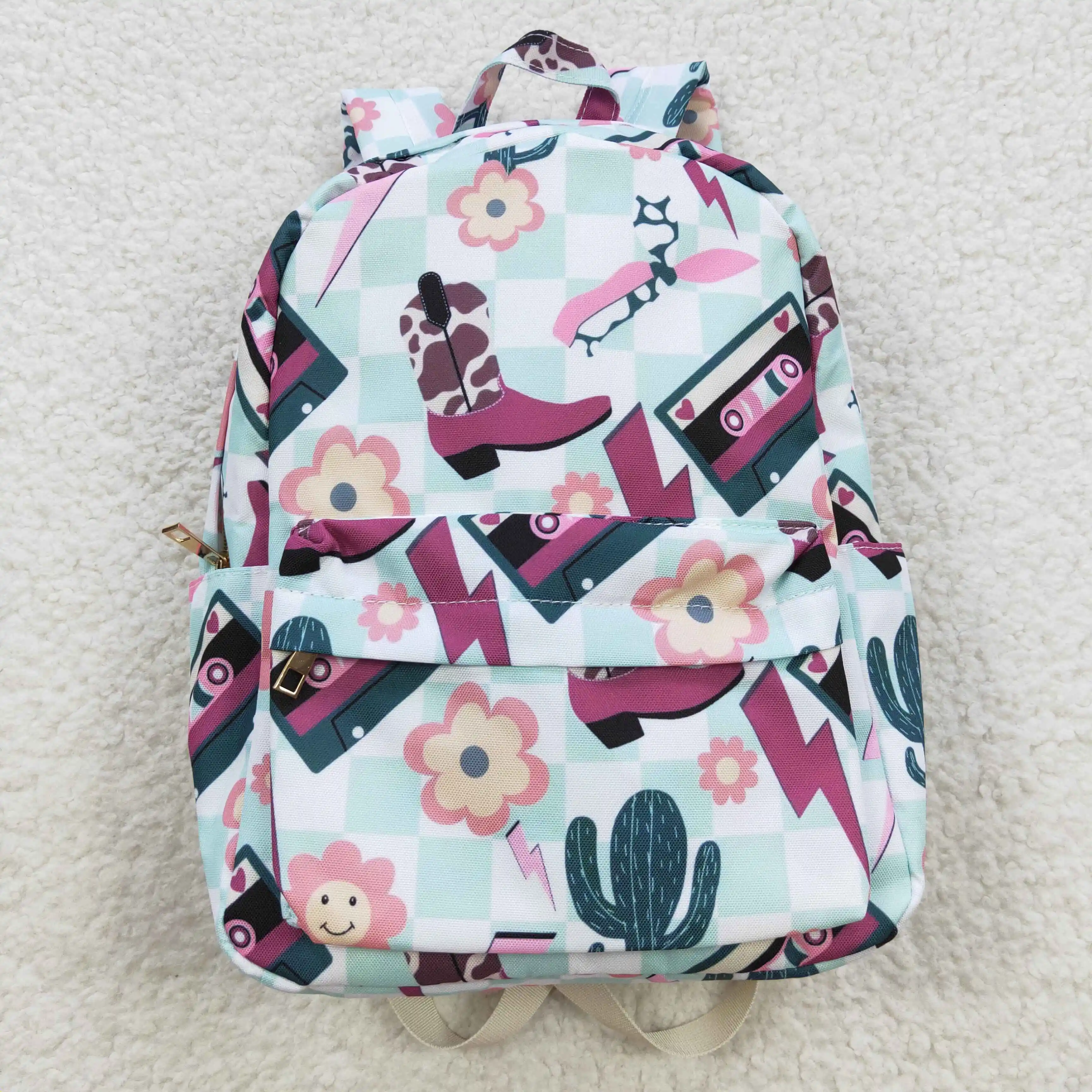 

BA0082 Children Boys Girls Shoulder Bag Boots Cactus Floral Print Bag Student School Bag Casual Travel Bags Selling