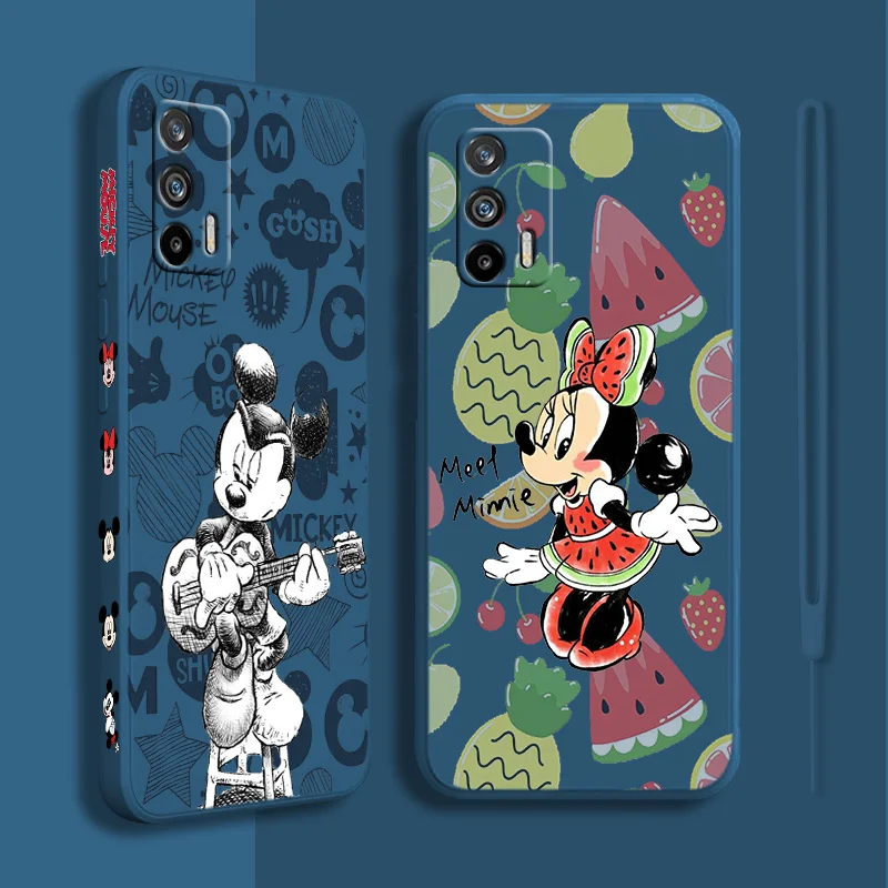 

Disney Mickey Mouse Cute Phone Case For Realme 9i 8i 7i Global 6S 6i 5i 5 Narzo 50i 50A Pro Plus Liquid Left Rope Cover