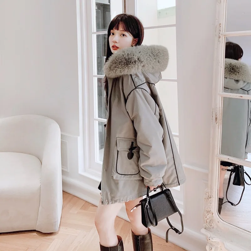 Winter temperament commuter horn buckle rabbit hair thickening pie overcomes