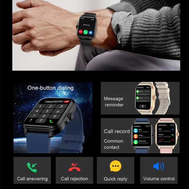 2023 T90 Smart Watch 1.91inch Large Screen Bluetooth Call Body Temperature Blood Glucose Monitor Men Women Fitness Tracker 5