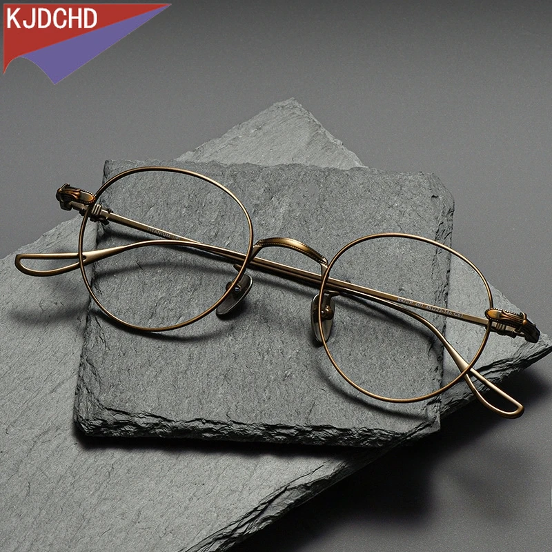 Модные удобные круглые очки в стиле ретро из чистого титана роскошные оптическая