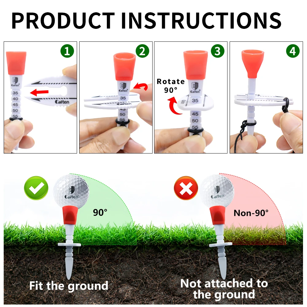 Регулируемая футболка для гольфа Caiton Easy Tee с долговечными и многофункциональными