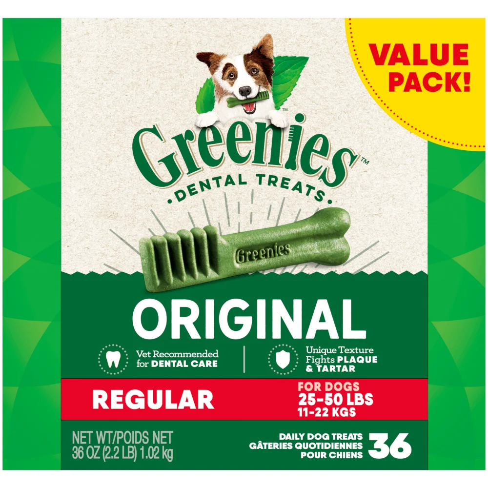 

Greenies Original Regular Size Natural Dental Dog Treats, 36 oz. Pack