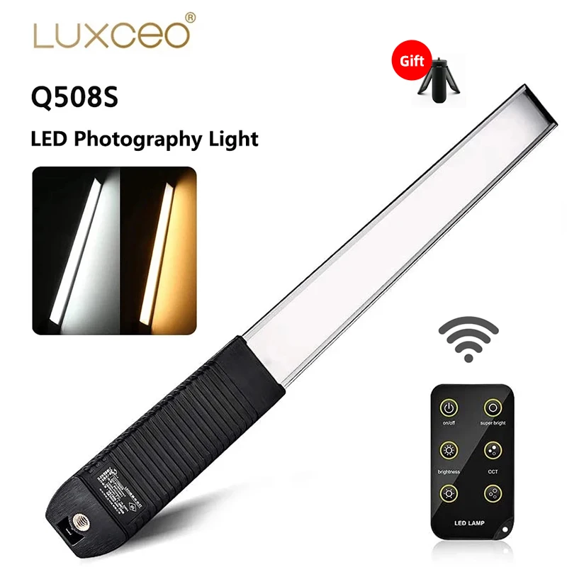 LUXCEO Q508S Handheld Bi-Color LED Video Light Fill Light Stick with Built-in Rechargable Battery Remote Control Lighting Lamp