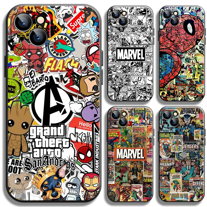 

Marvel Spiderman Comics For Apple iPhone 11 Pro Max 12 13 Pro Mini X XR XS Max 6 6S 7 8 Plus Se2 Phone Case Full Protection