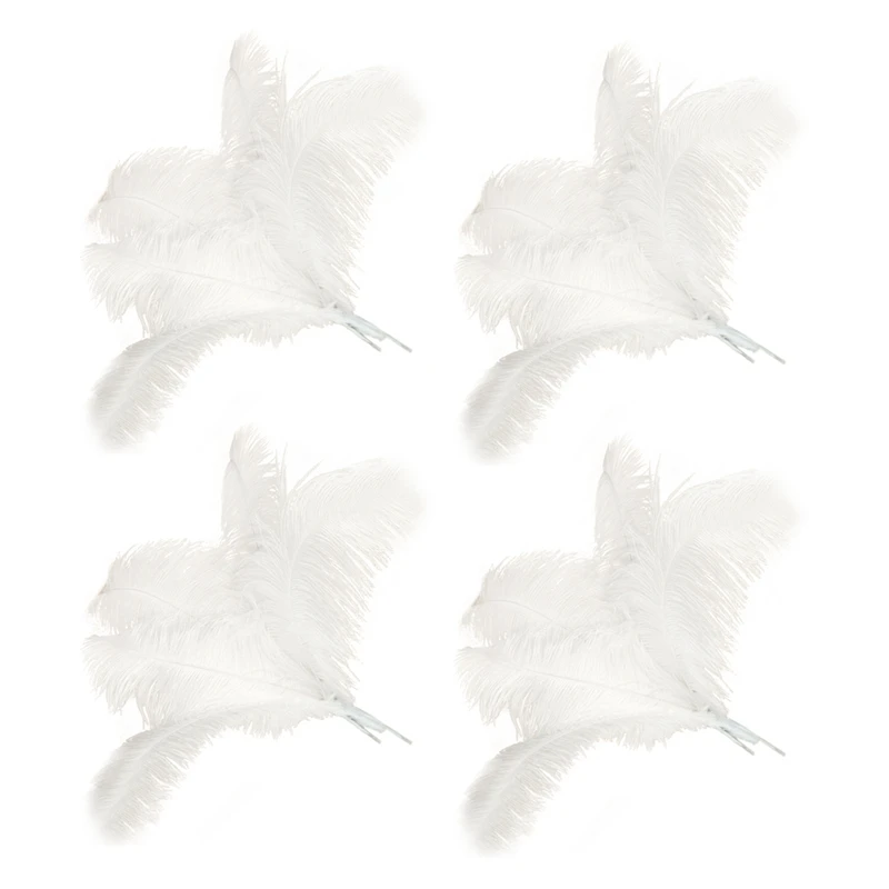 

40 Pcs Natural Ostrich Feathers Wedding Party Decoration White 45-50Cm