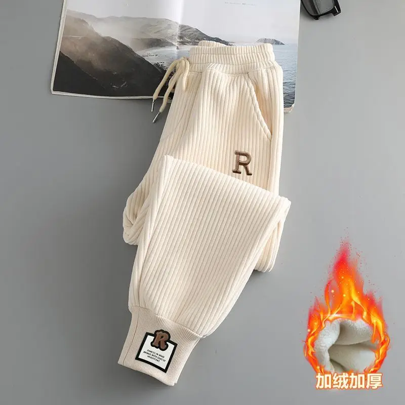 

Corduroy pants autumn and winter new cashmere and thick Korean version of loose slim casual straight leg wide leg corduroy pants