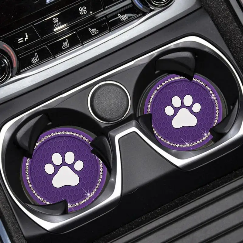

Car Coaster For Drinks PVC Bling Cat Paw Cup Mat Universal Automotive Accessory Anti Slip Cup Holder Insert Coaster