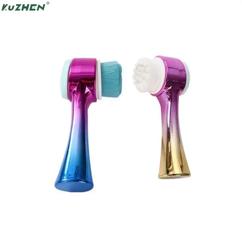 

New Washing Brush Double-sided Soft Silicone Cleanser Deep Cleaning Blackhead Remover Brush Facial Cleansing Brush Face Washer