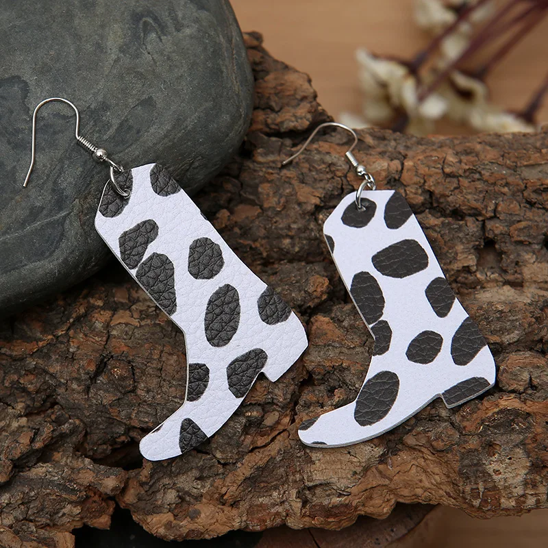 Новинка 2021 кожаные серьги в западном стиле с простым рисунком коровы Европейский