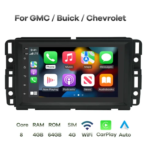 Автомобильный видеоплеер на Android, магнитола с GPS Навигатором, 7 дюймов, для GMC, Chevrolet, Buick, анклавов, Yukon надлежащей остроты, Equinox, CarPlay