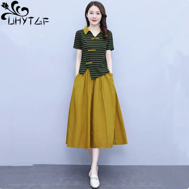 Винтажный литературный комплект UHYTGF из двух предметов женское летнее платье в