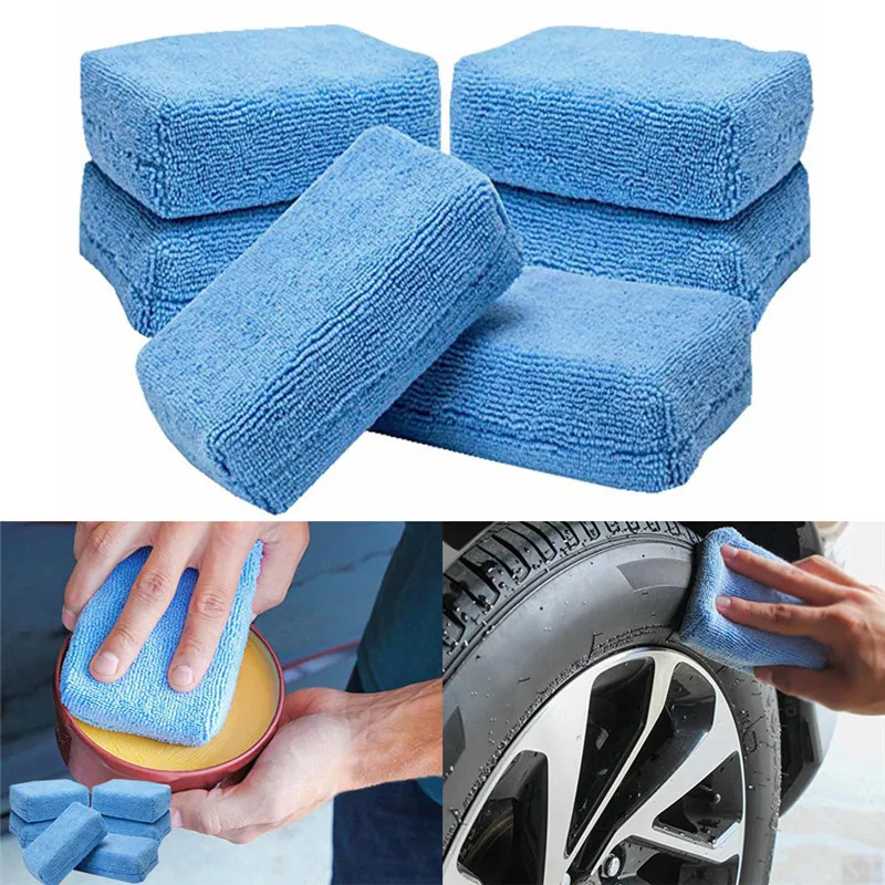 

5 Pcs 12Cm X 8Cm Car Microfiber Applicators Sponges Cloths Microfiber Hand Wax Polishing Pad