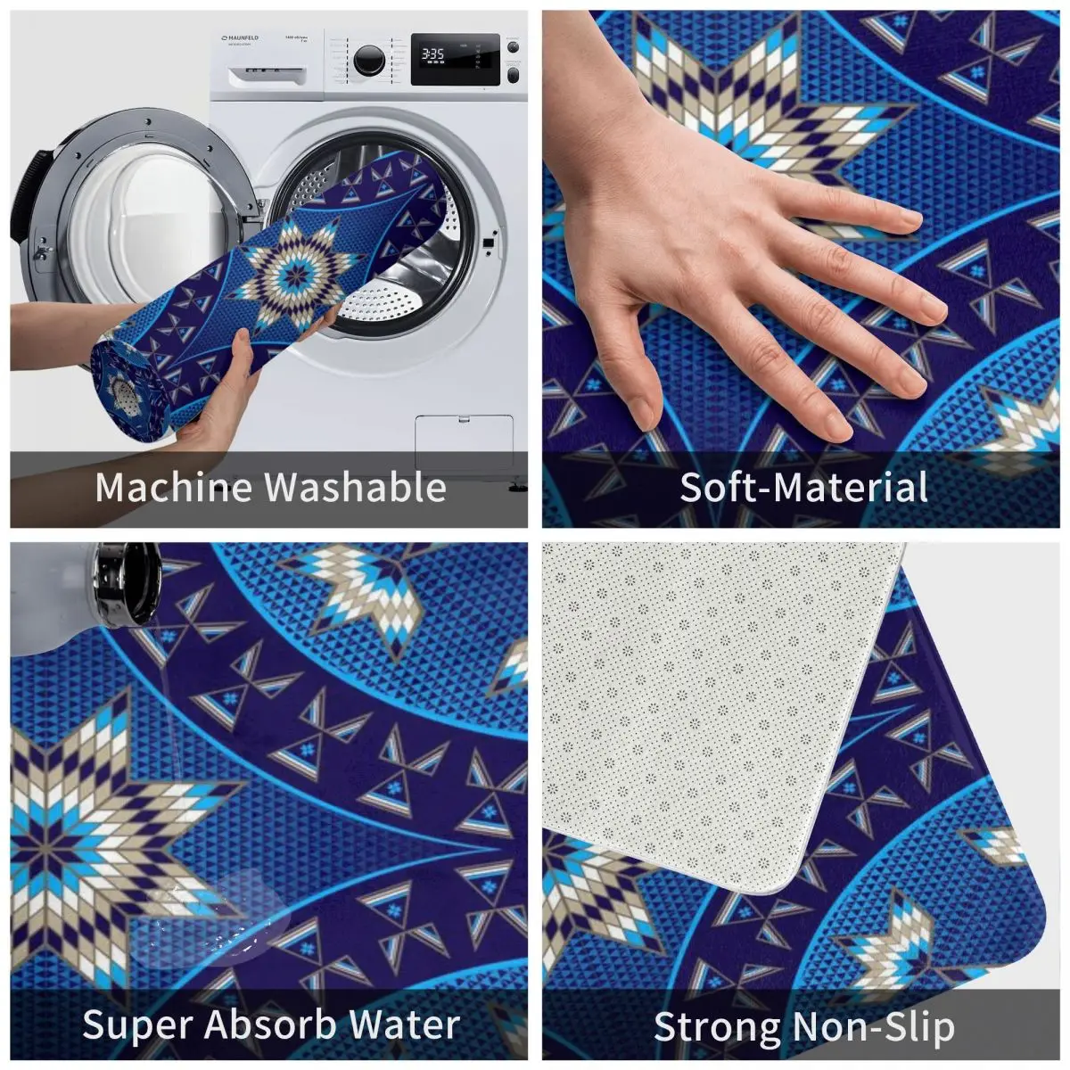 Коврик для ванной с утренней звездой (синий)