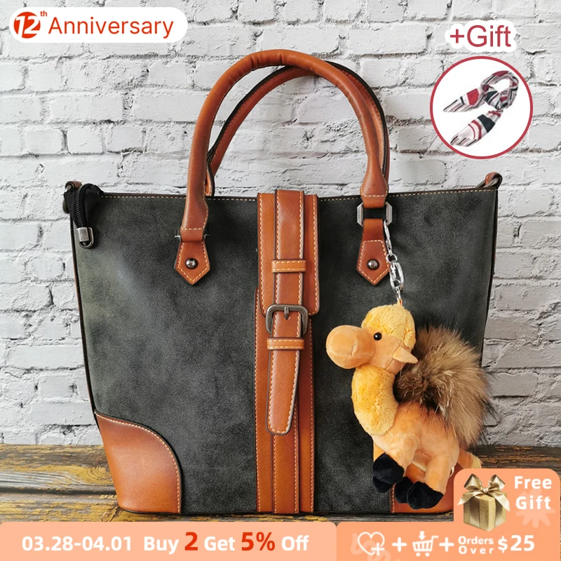 

High Quality Leather Women Handbags Vintage Ladies Large Shoulder Messenger Bags Luxury Female Casual Tote for Business Trip