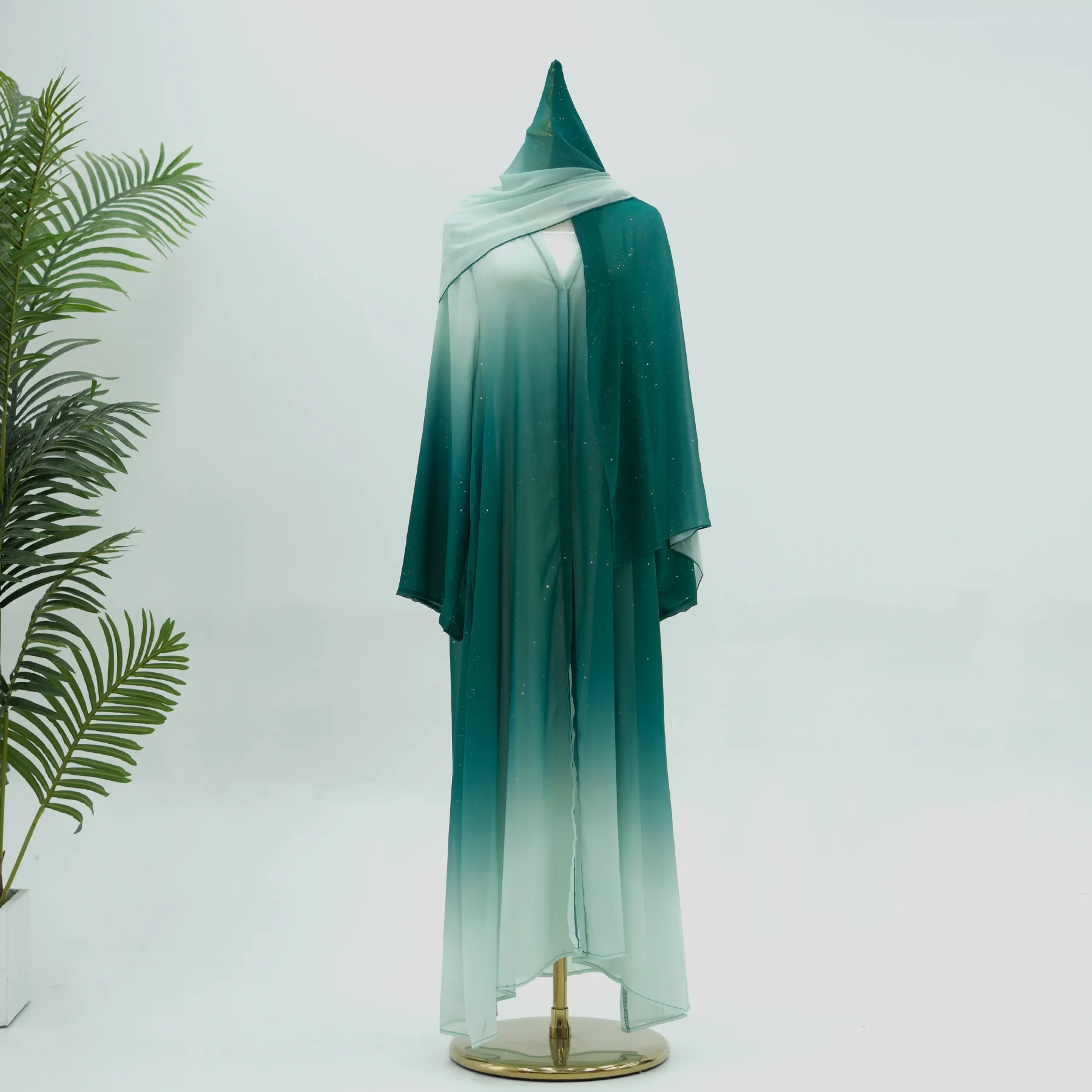 Абая Дубай роскошный шифоновый мусульманский кардиган шарф платье женский