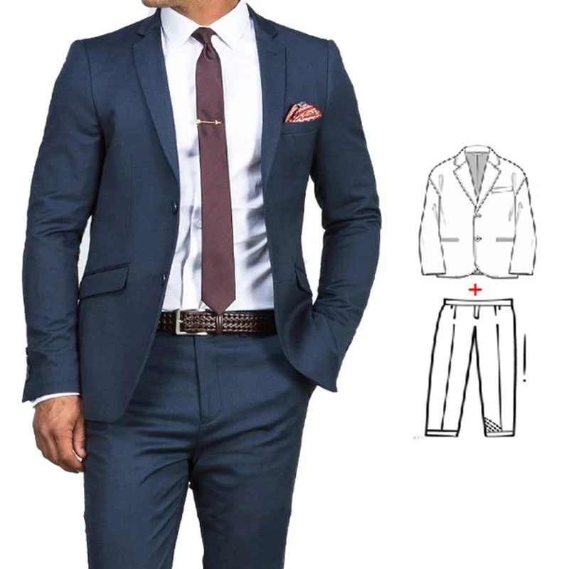 2023 New Slim Set Wedding Suits for Men Tailor Made Business Classic Male Suit Groomsmen Prom Party Dress 2 Piece (Blazer+Pants)