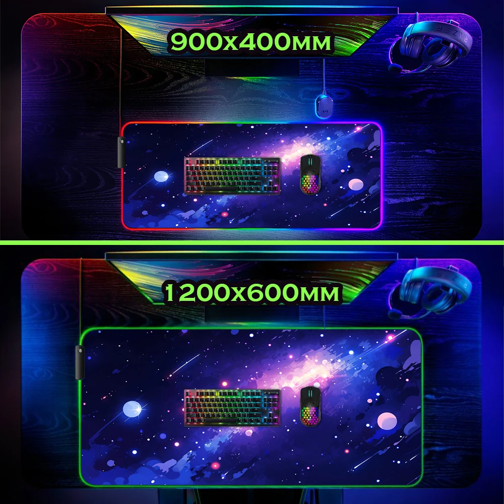 Фото Светодиодный коврик Universe с подсветкой Starfield Galaxy Mause Ped Rgb Milky Way Gamer Room Decoration Space Mousepas Giant Gaming Mat №4